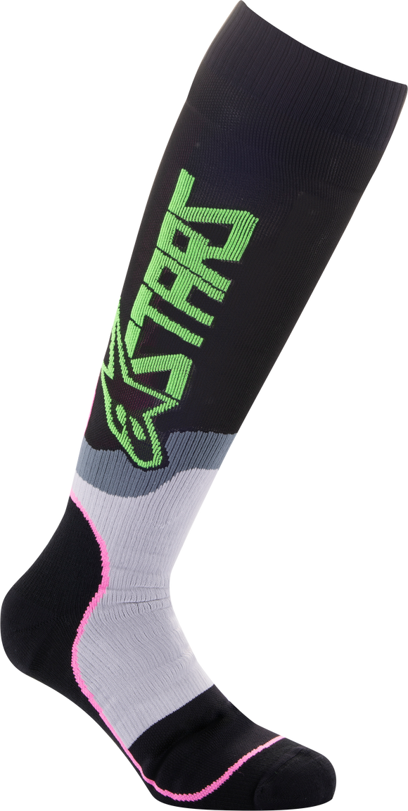 Youth Mx Plus 2 Socks Blk/Grn Neon/Pink Fluo Md/Lg