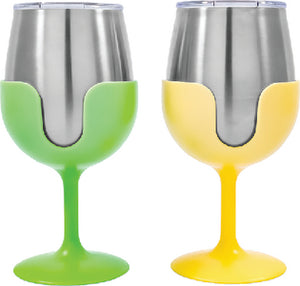 WINE TUMBLER SET GREN/YELW 8OZ