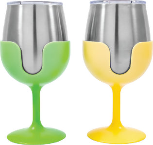 WINE TUMBLER SET GREN/YELW 8OZ