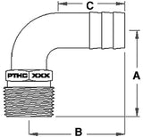 1-1/4IN NPT-90 X 1-1/8 HOSE