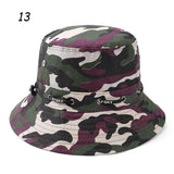 Sparsil Unisex Outdoor Camouflage Bucket Hat Double-Sided Wearable Fishing Caps Men Women Solid Fashion Sunscreen Breathable Hat