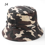 Sparsil Unisex Outdoor Camouflage Bucket Hat Double-Sided Wearable Fishing Caps Men Women Solid Fashion Sunscreen Breathable Hat