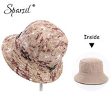 Sparsil Unisex Outdoor Camouflage Bucket Hat Double-Sided Wearable Fishing Caps Men Women Solid Fashion Sunscreen Breathable Hat