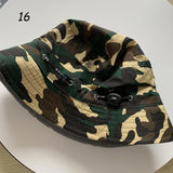 Sparsil Unisex Outdoor Camouflage Bucket Hat Double-Sided Wearable Fishing Caps Men Women Solid Fashion Sunscreen Breathable Hat